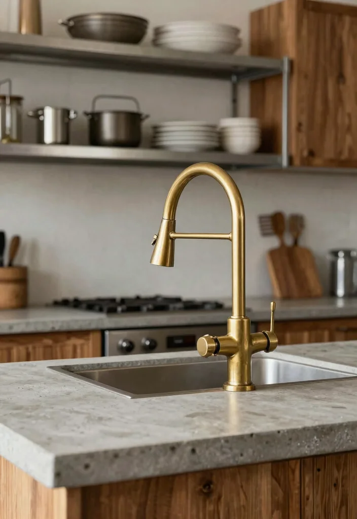 16 Antique Brass Kitchen Faucet Ideas With Vintage Charm - 5. Industrial Chic 1