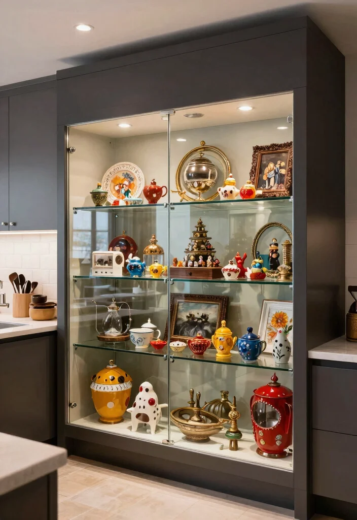 16 Kitchen Cabinets Glass Doors Ideas With Elegant Display - 11. Glass Display Cases for Special Items 1