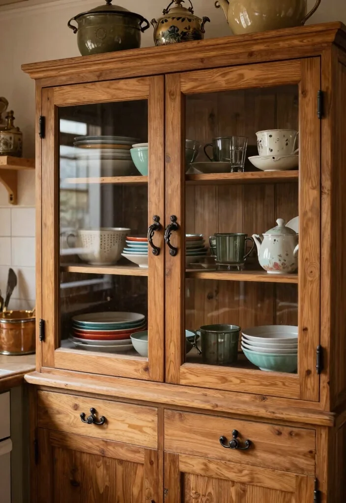 16 Kitchen Cabinets Glass Doors Ideas With Elegant Display - 2. Rustic Wood and Glass Combination 1