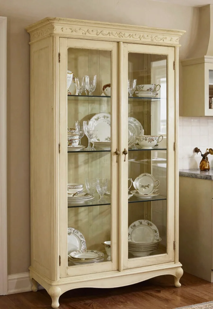 16 Kitchen Cabinets Glass Doors Ideas With Elegant Display - 8. Antique Glass Door Cabinets 1