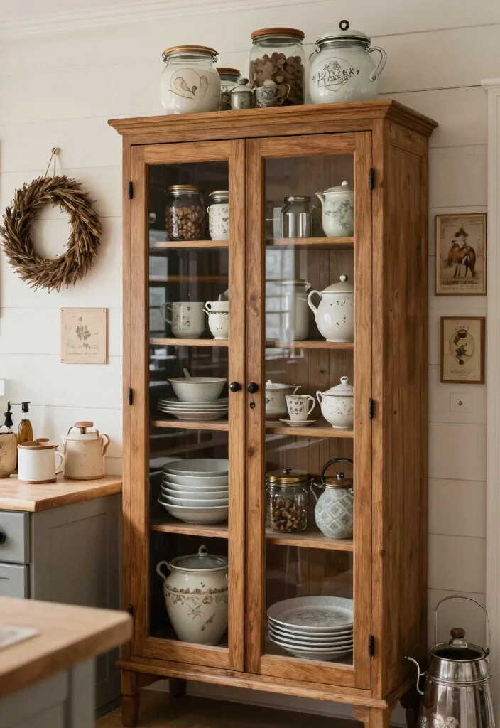 16 Kitchen Cabinets Glass Doors Ideas With Elegant Display - 9. Farmhouse Style Glass Door Cabinets 1