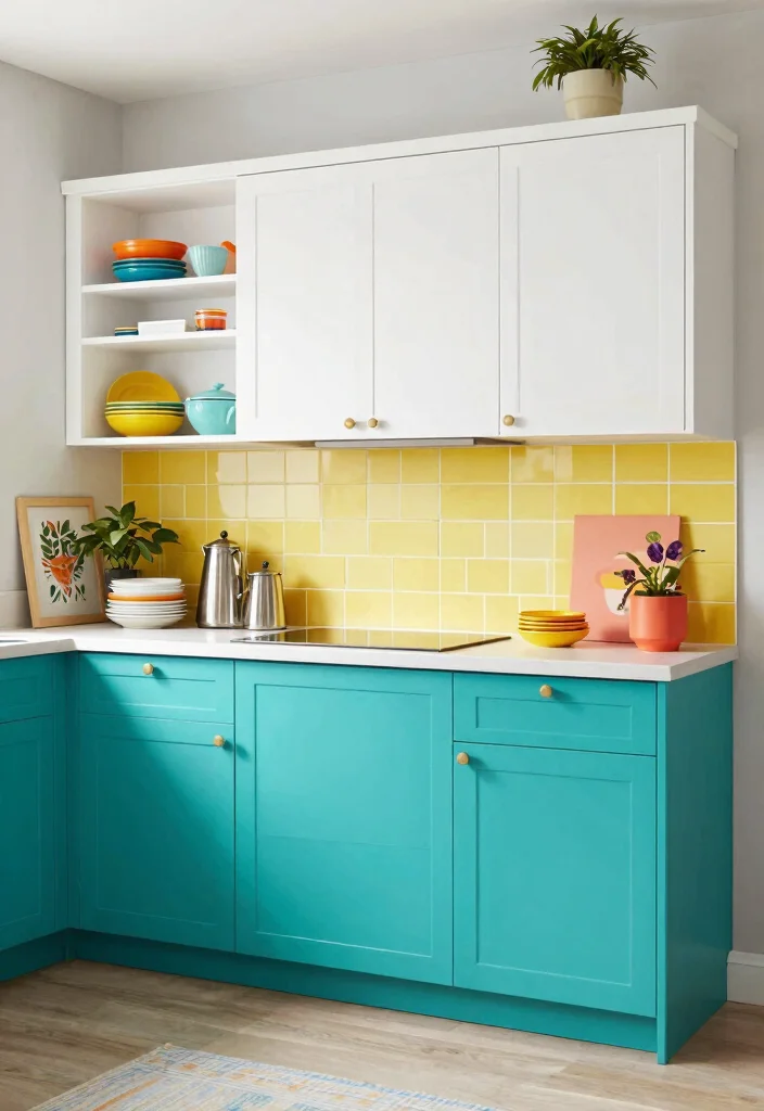 16 Kitchen Shaker Cabinets Ideas With Timeless Style - 15. Shaker Cabinets with Colorful Accents 1