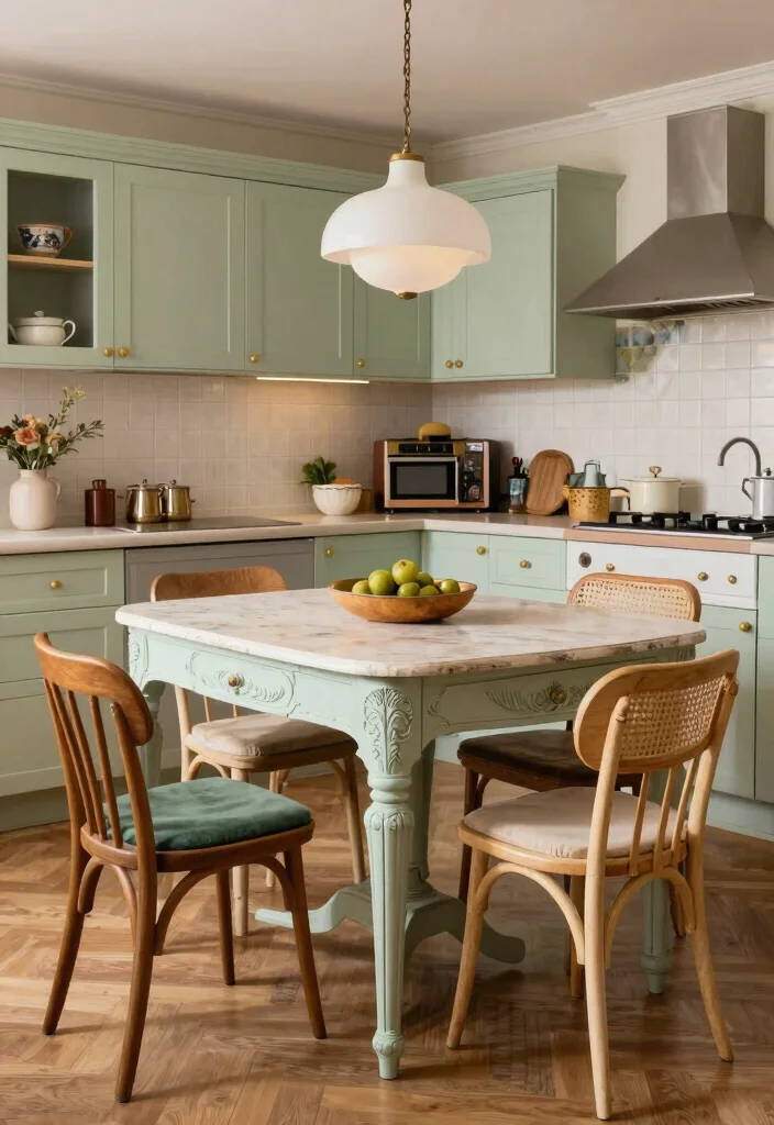 16 Kitchen Table Island Ideas That Combine Style & Function - 10. Vintage Glam 1