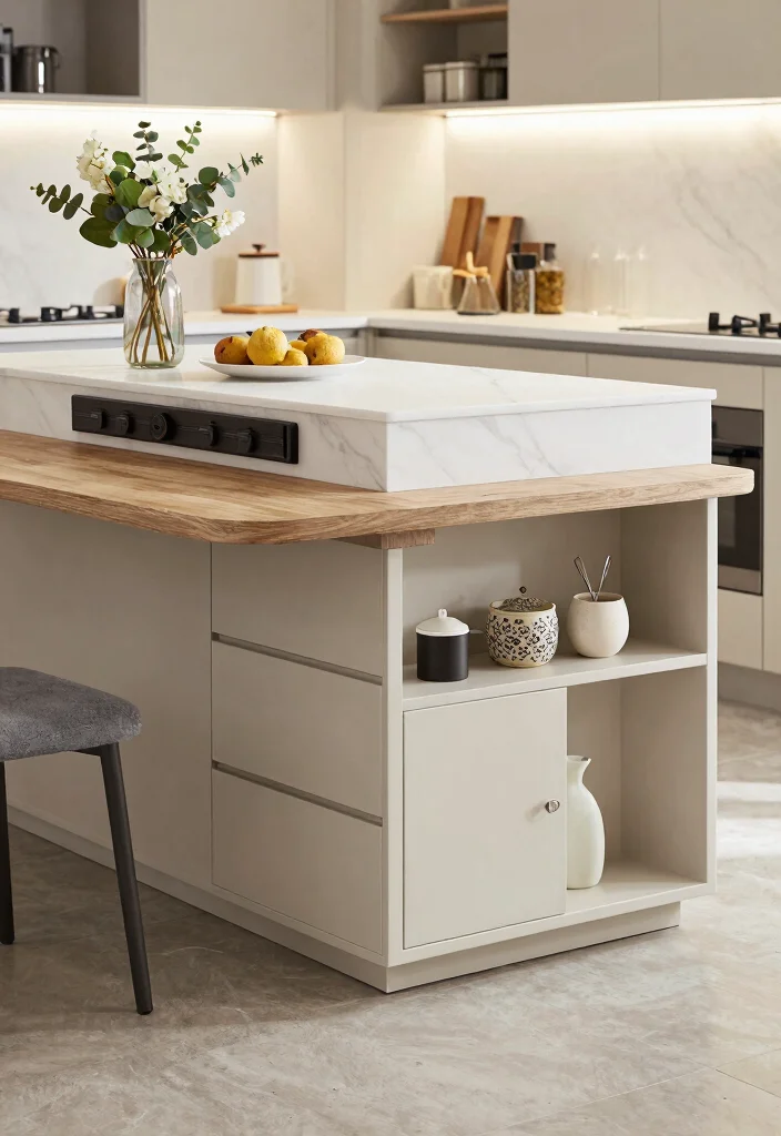 16 Kitchen Table Island Ideas That Combine Style & Function - 16. Integrated Dining Storage 1