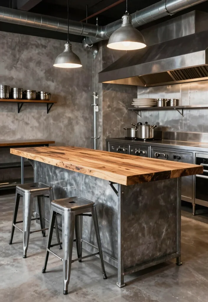 16 Kitchen Table Island Ideas That Combine Style & Function - 4. Industrial Chic 1