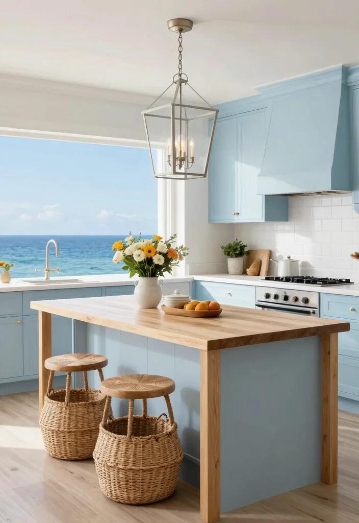 16 Kitchen Table Island Ideas That Combine Style & Function - 6. Sleek Coastal Vibe 1