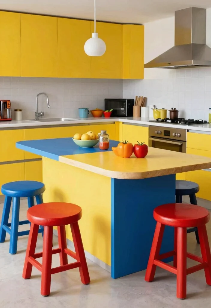 16 Kitchen Table Island Ideas That Combine Style & Function - 8. Colorful Mixed Materials 1
