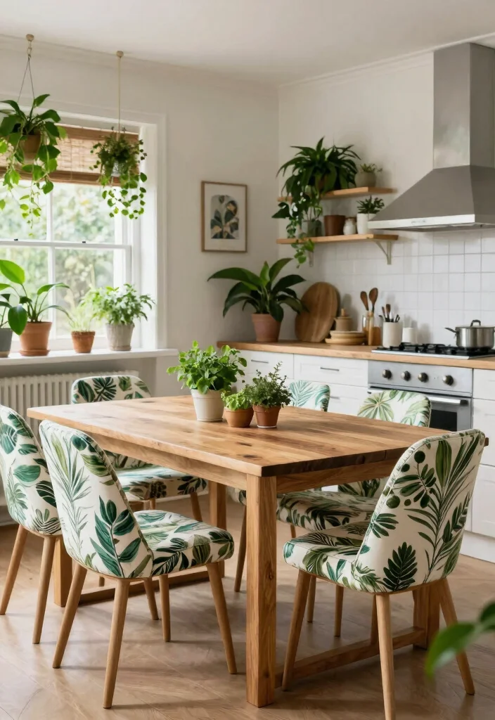 16 Kitchen Tables and Chairs Ideas With Perfect Pairing - 13. Botanical Touch: Bringing the Green Inside 1