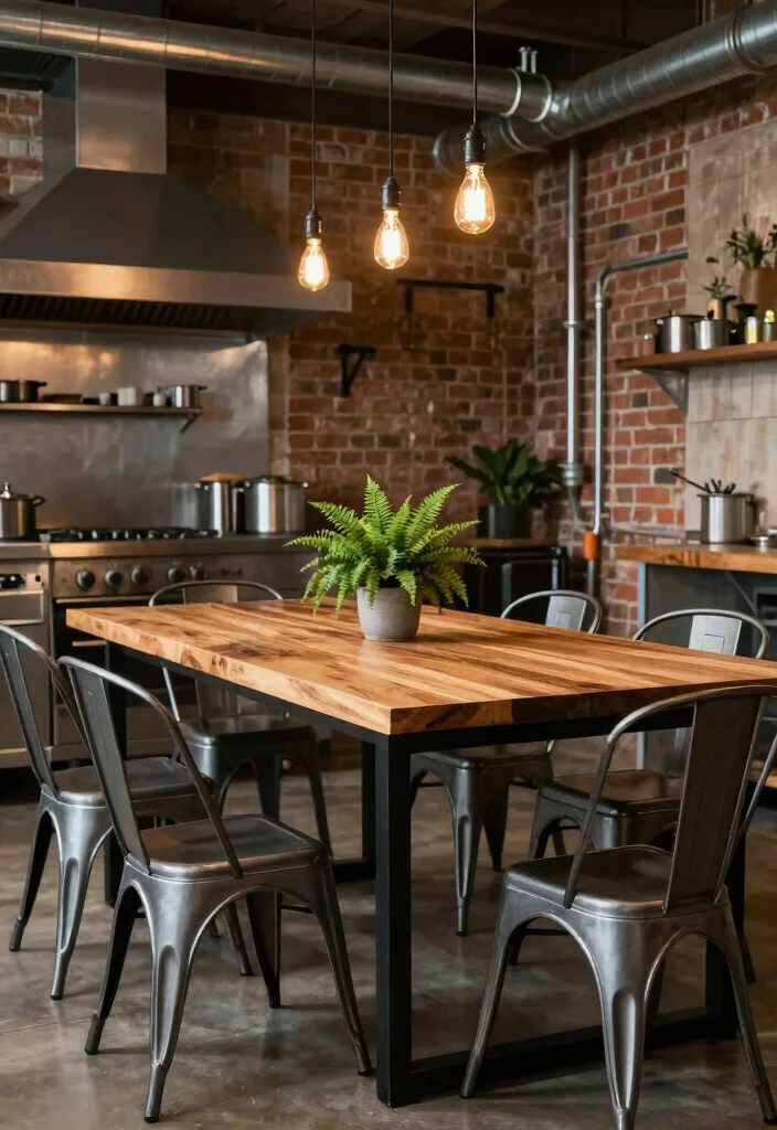 16 Kitchen Tables and Chairs Ideas With Perfect Pairing - 4. Industrial Chic: The Perfect Blend of Raw and Refined 1