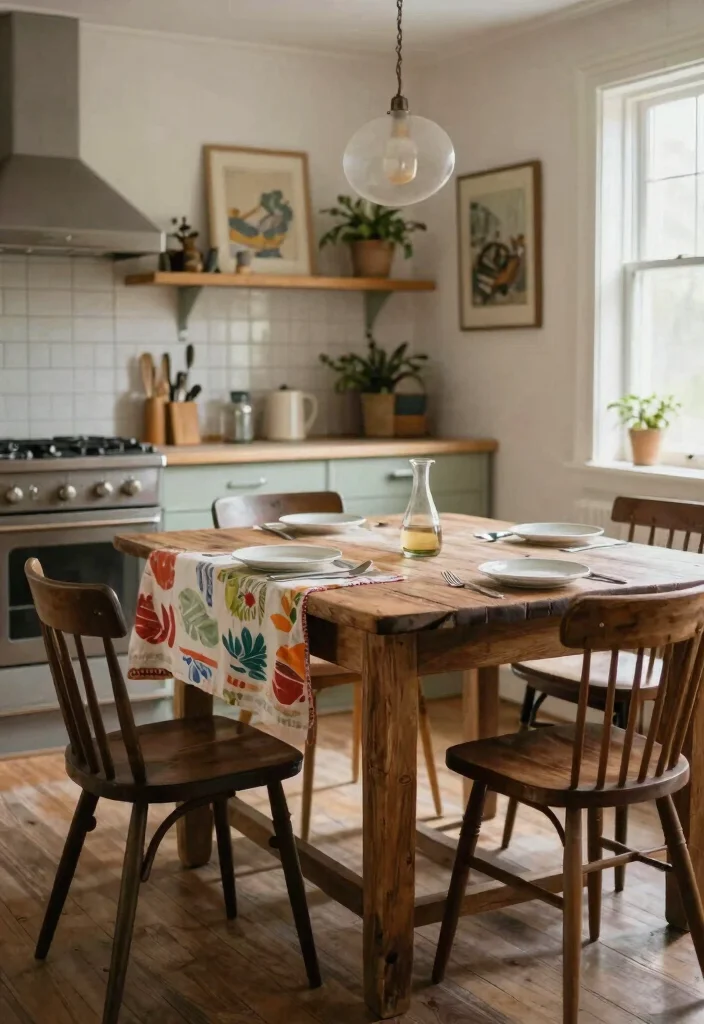 16 Kitchen Tables and Chairs Ideas With Perfect Pairing - 7. Vintage Vibes: Eclectic Pairings with Character 1