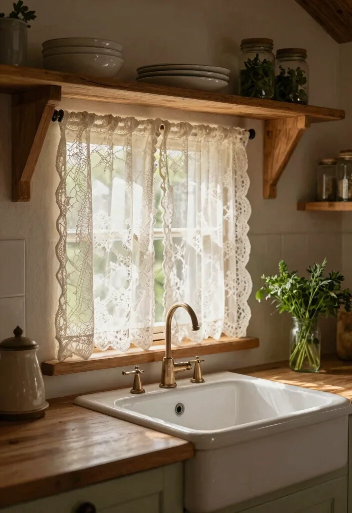 16 Kitchen Window Curtains Over Sink Ideas With Charming Detail - 1. Delicate Lace Panels 1