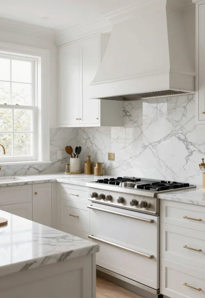 16 Marble Kitchen Backsplash Ideas With Luxe Finish - 1. Classic White Marble with Gray Veining 1