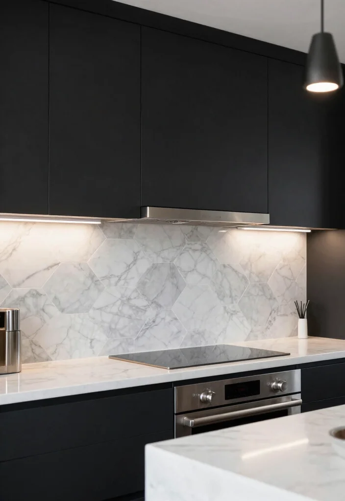 16 Marble Kitchen Backsplash Ideas With Luxe Finish - 3. Geometric Patterns for a Modern Twist 1