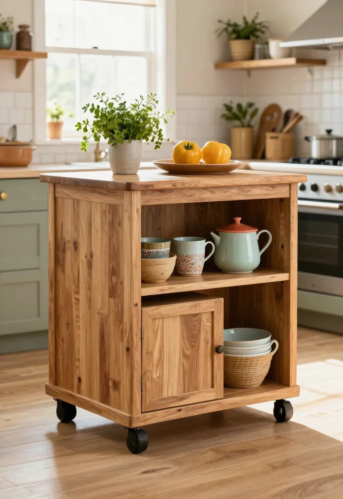 16 Mobile Kitchen Island Ideas With Flexible Function - 1. Rolling Storage Island 1