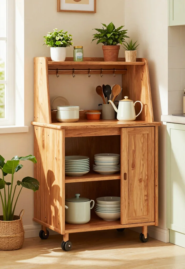 16 Mobile Kitchen Island Ideas With Flexible Function - 12. Corner Mobile Island 1