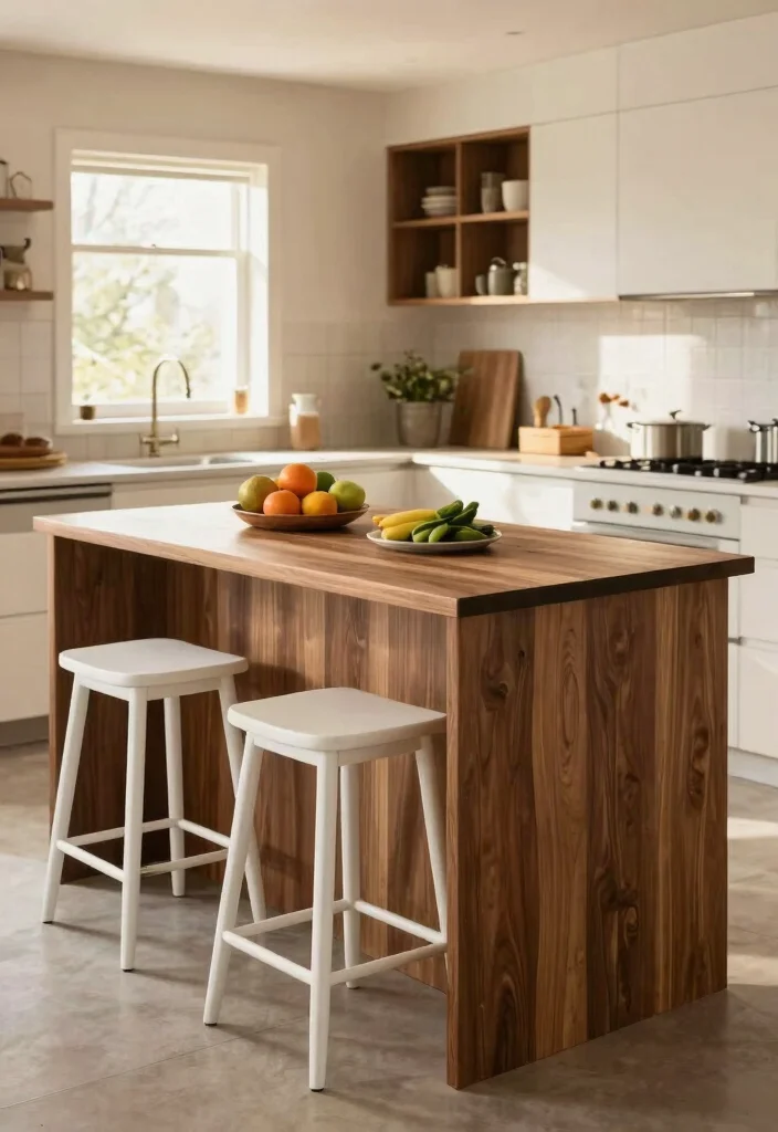 16 Mobile Kitchen Island Ideas With Flexible Function - 4. Multi-purpose Island with Seating 1