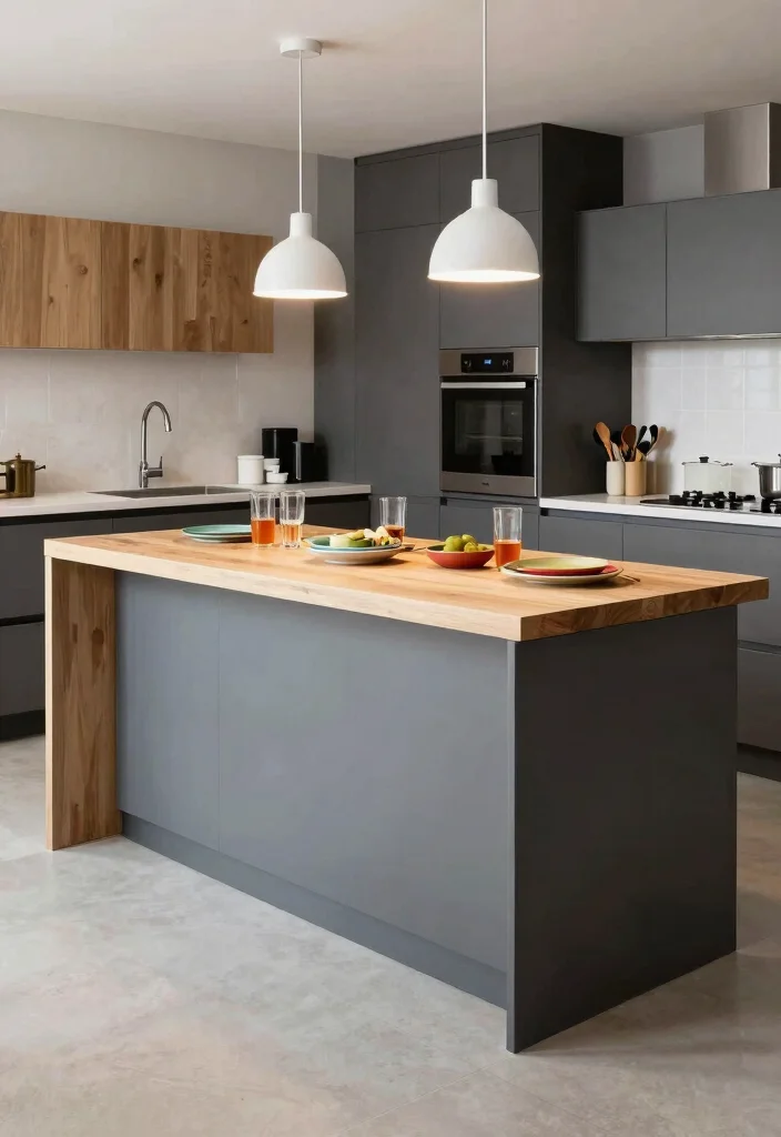 16 Mobile Kitchen Island Ideas With Flexible Function - 9. Two-tiered Island 1