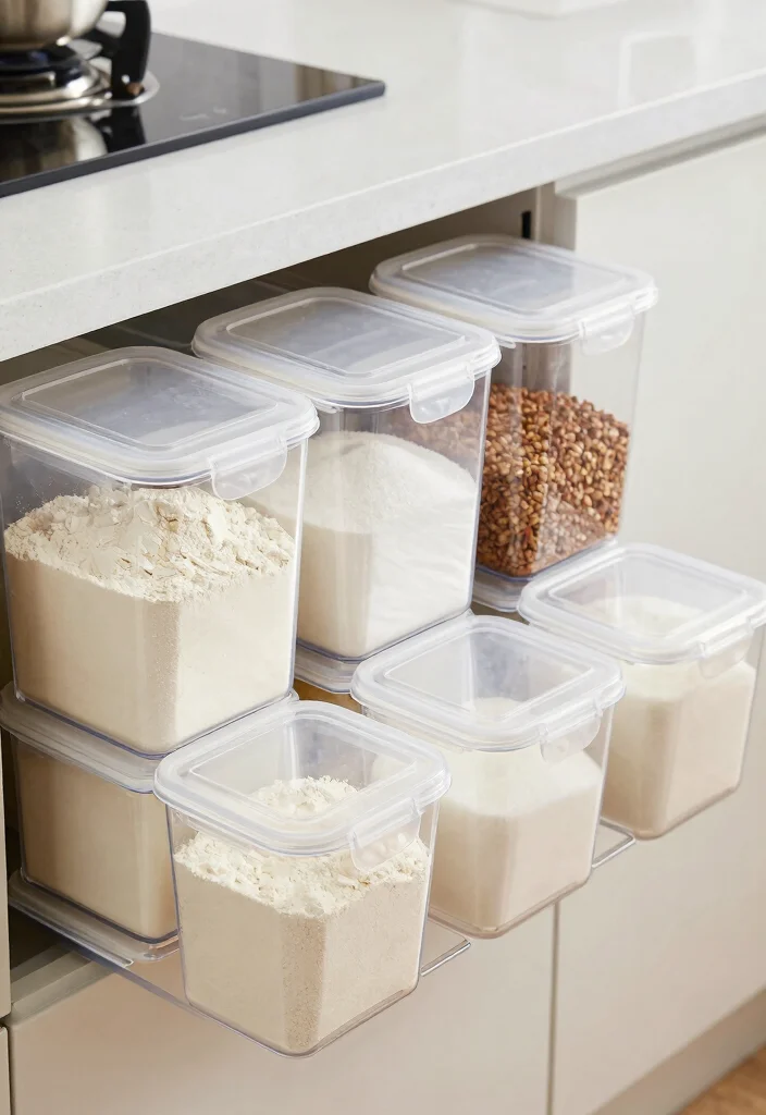 16 Organize Kitchen Drawers Ideas That Simplify Cooking - 6. Clear Plastic Bins for Ingredients 1
