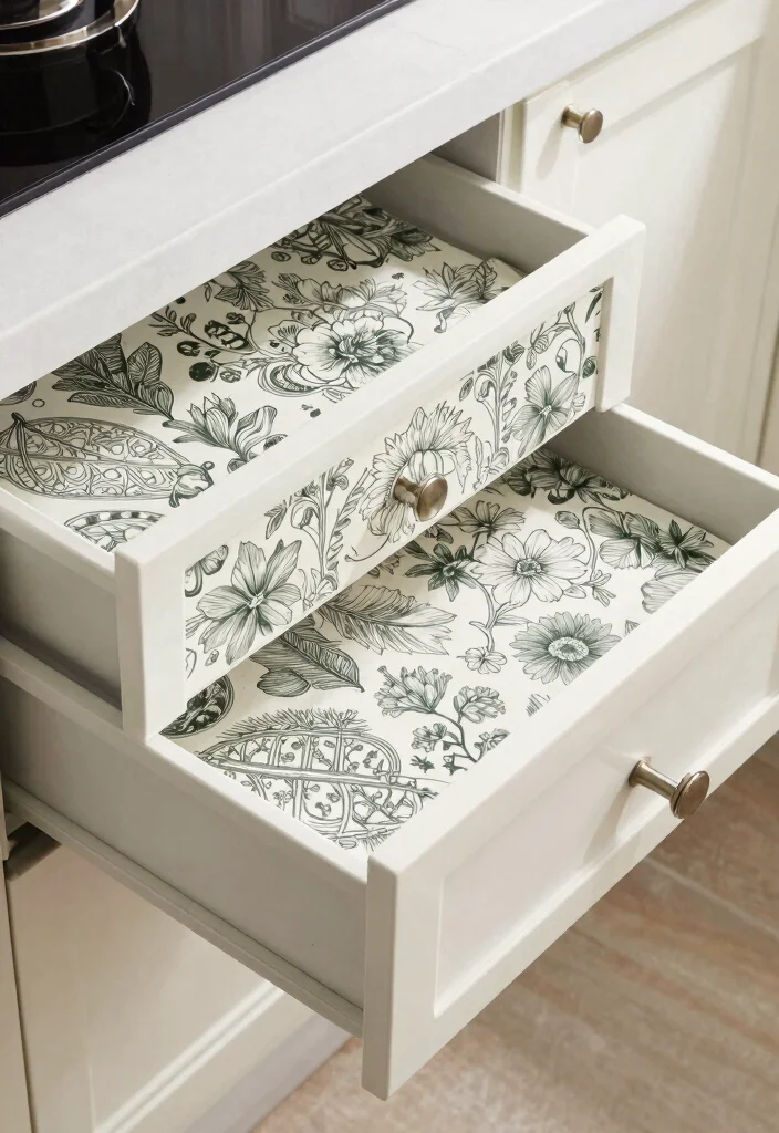 16 Organize Kitchen Drawers Ideas That Simplify Cooking - 7. Drawer Liners for a Clean Look 1