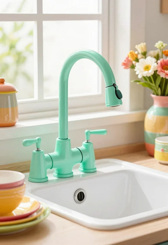 16 Vintage Kitchen Faucet Ideas With Classic Appeal - 13. Colorful Vintage Faucets 1