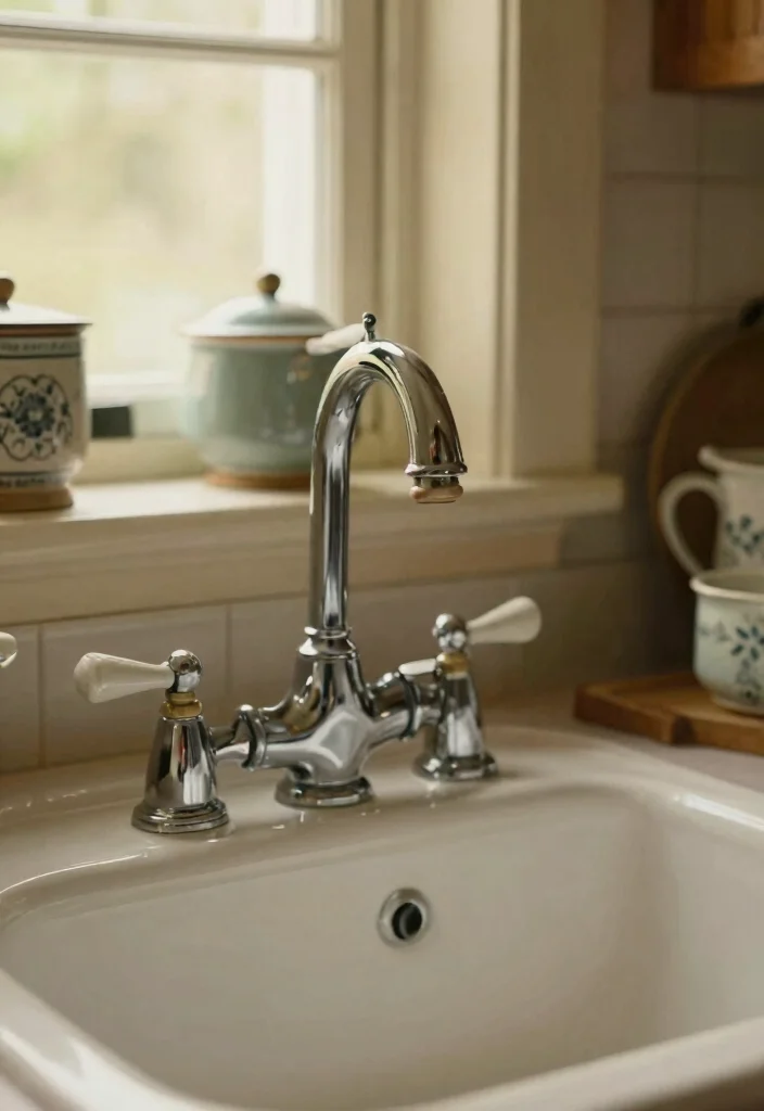 16 Vintage Kitchen Faucet Ideas With Classic Appeal - 4. Retro Porcelain Handle Faucets 1