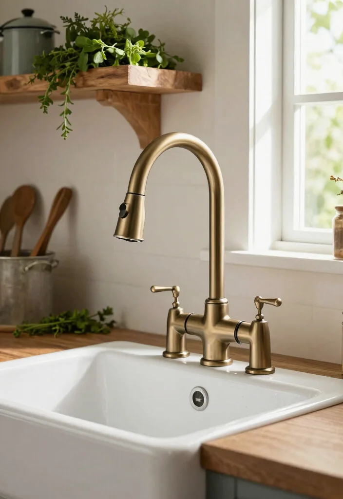 16 Vintage Kitchen Faucet Ideas With Classic Appeal - 5. Farmhouse Style Pull-Down Faucets 1