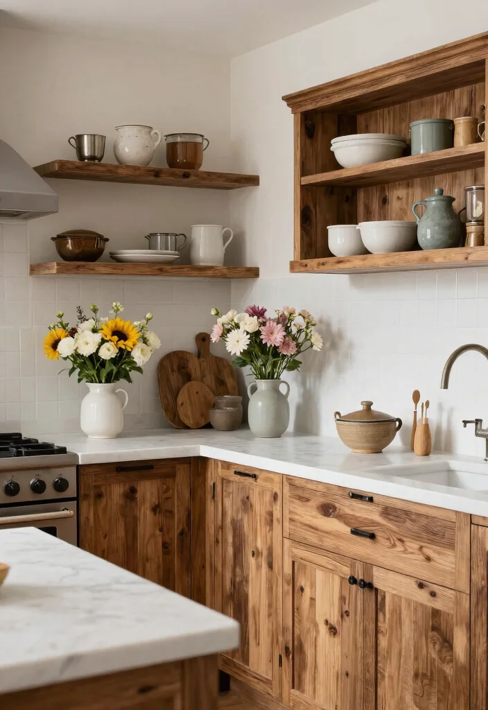 16 White Marble Kitchen Countertops Ideas With Elegant Beauty - 11. White Marble with Rustic Elements 1