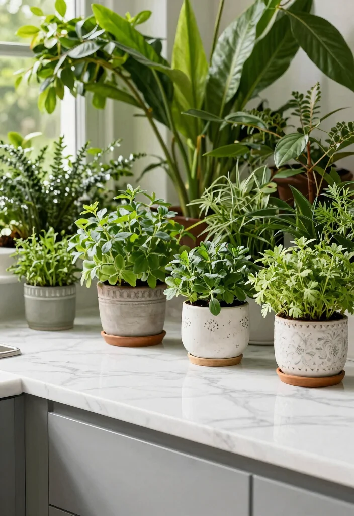 16 White Marble Kitchen Countertops Ideas With Elegant Beauty - 15. White Marble for Indoor Gardens 1