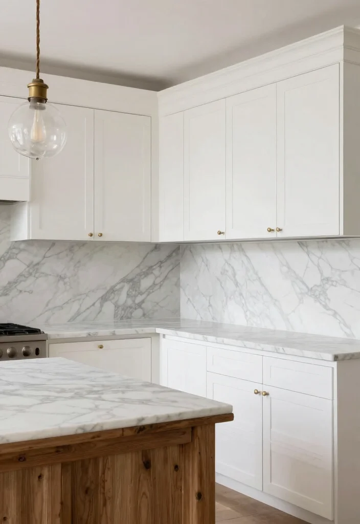 16 White Marble Kitchen Countertops Ideas With Elegant Beauty - 2. Carrara Marble for a Timeless Feel 1