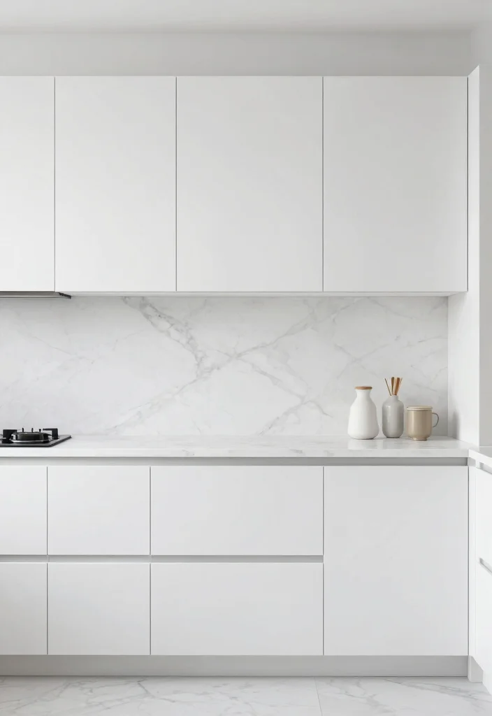 16 White Marble Kitchen Countertops Ideas With Elegant Beauty - 6. Minimalist Approach with White Marble 1