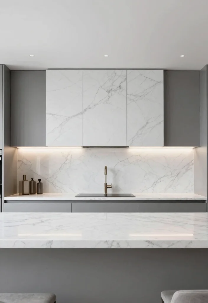 16 White Marble Kitchen Countertops Ideas With Elegant Beauty - 8. Statement Backsplash with White Marble 1