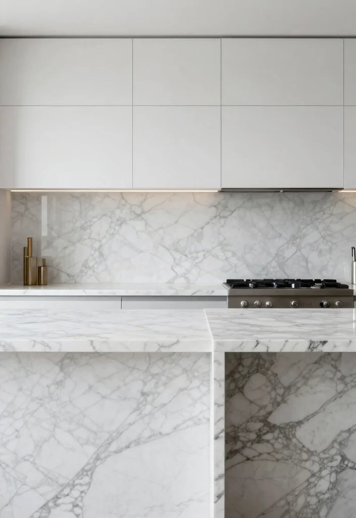 16 White Marble Kitchen Countertops Ideas With Elegant Beauty - 9. Combining Different Marble Patterns 1