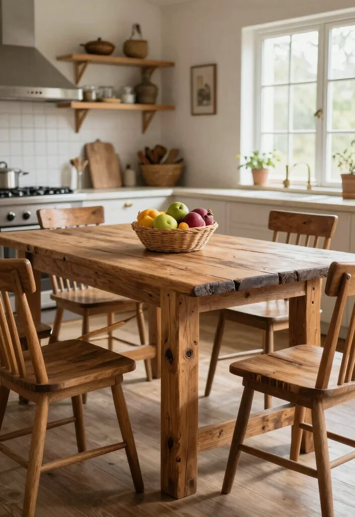 16 Wood Kitchen Table Ideas With Warm Timeless Style - 1. Reclaimed Wood Rustic Charm 1