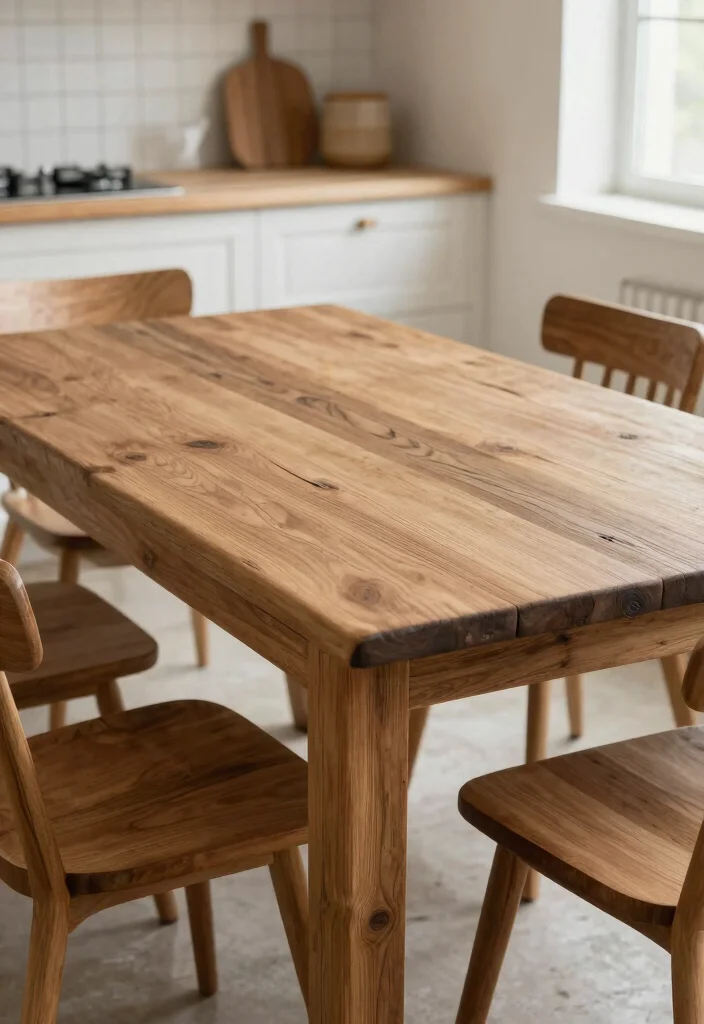 16 Wood Kitchen Table Ideas With Warm Timeless Style - 15. Textured Wood Finishes 1