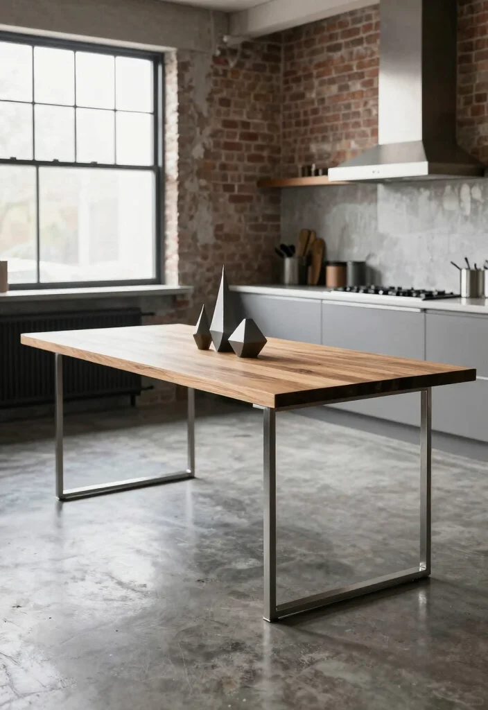 16 Wood Kitchen Table Ideas With Warm Timeless Style - 2. Modern Industrial Edge 1