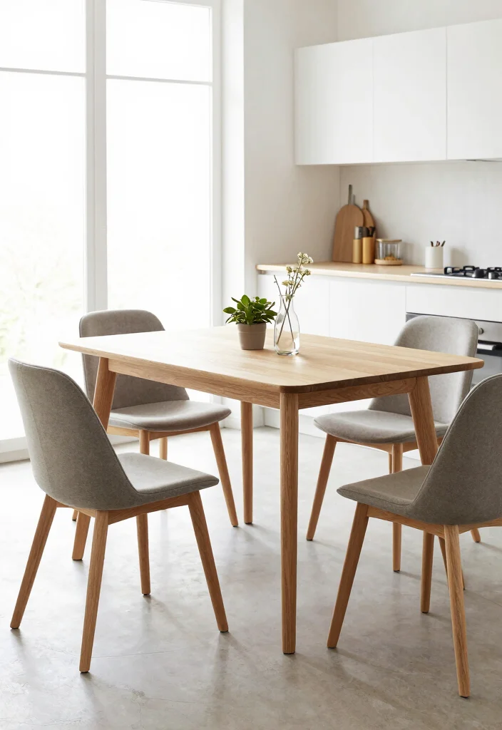 16 Wood Kitchen Table Ideas With Warm Timeless Style - 4. Minimalist Scandinavian Design 1