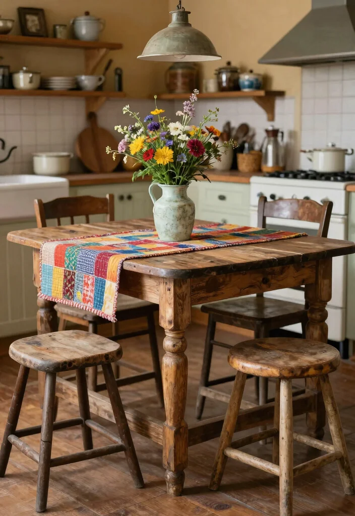 16 Wood Kitchen Table Ideas With Warm Timeless Style - 6. Vintage Farmhouse Revival 1
