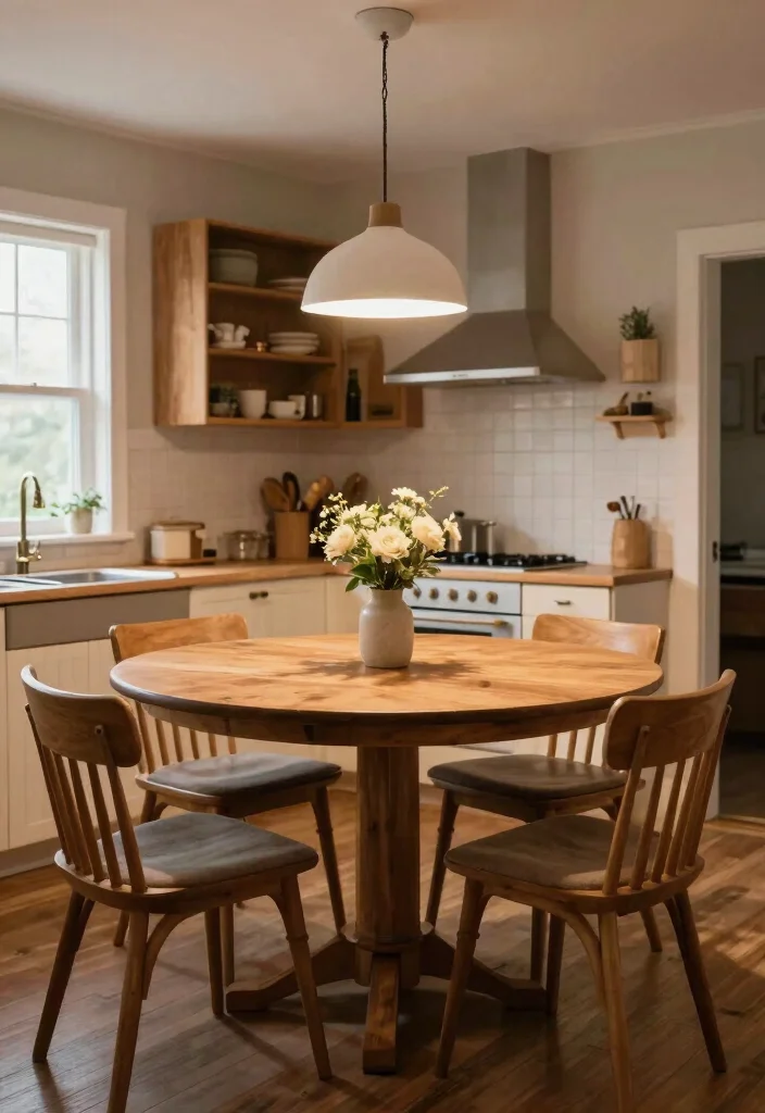 16 Wood Kitchen Table Ideas With Warm Timeless Style - 9. Round Wood Tables for Intimacy 1