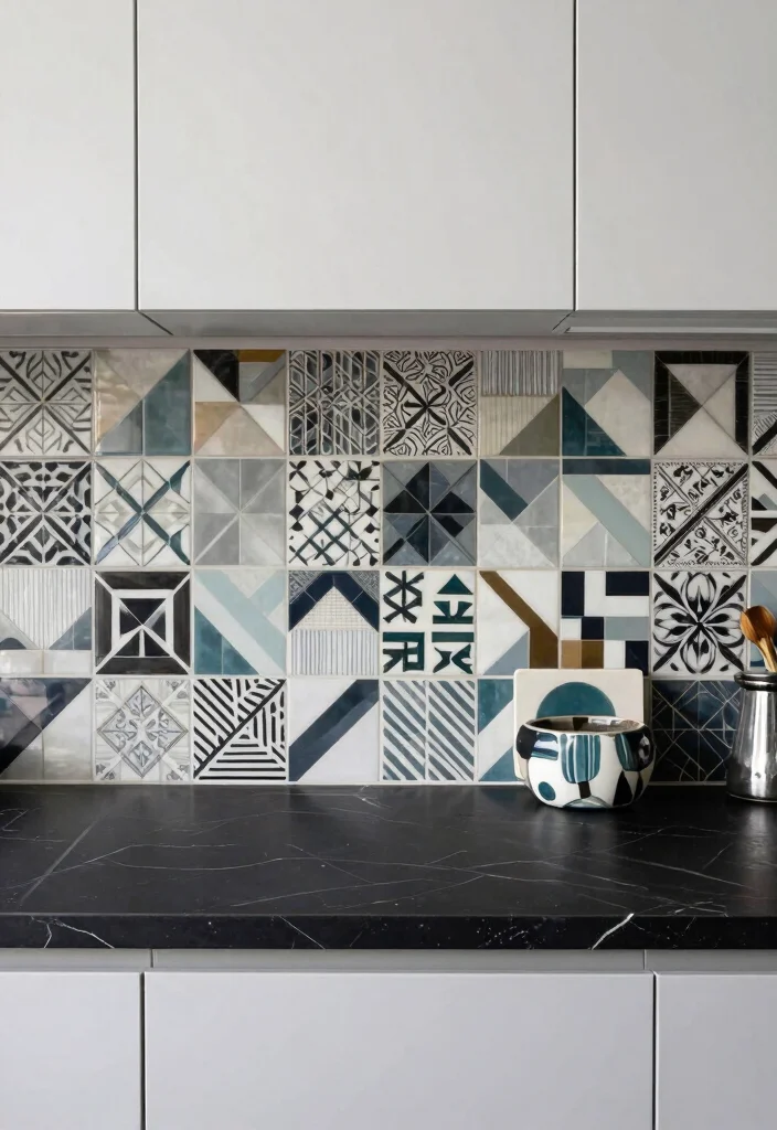 17 Black Marble Kitchen Countertops Ideas With Bold Elegance - 11. Geometric Patterns and Black Marble 1