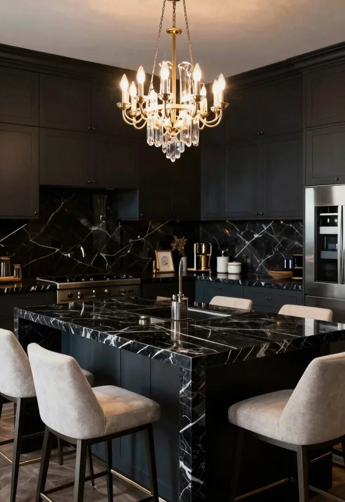 17 Black Marble Kitchen Countertops Ideas With Bold Elegance - 3. Bold and Dramatic Statements 1