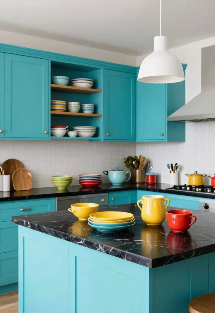 17 Black Marble Kitchen Countertops Ideas With Bold Elegance - 7. Black Marble with Colorful Accents 1