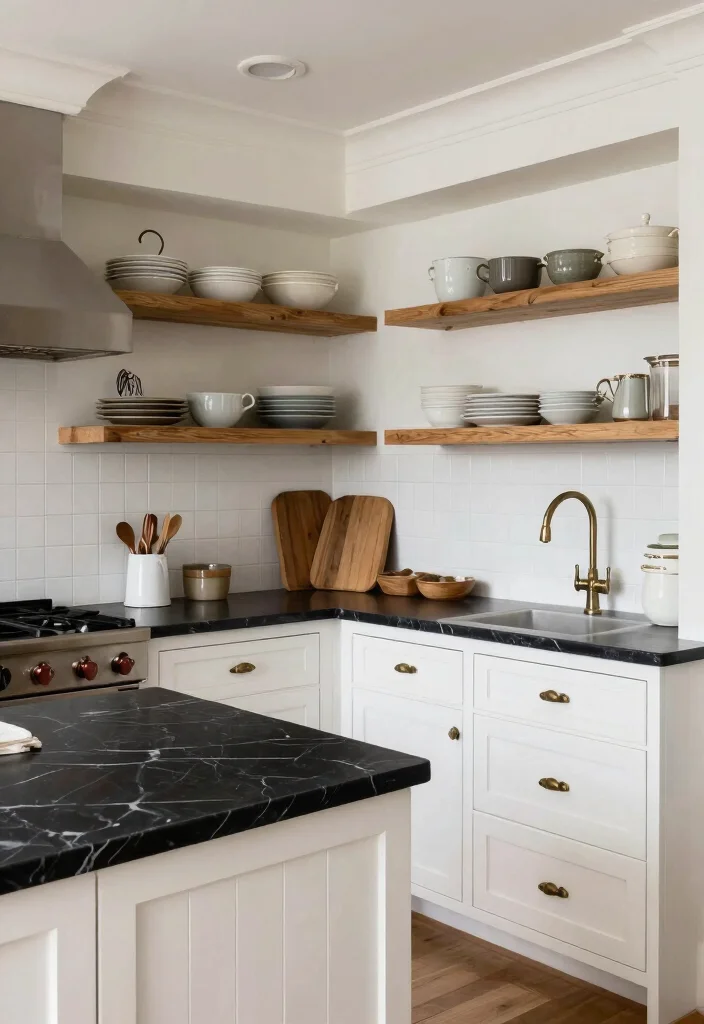 17 Black Marble Kitchen Countertops Ideas With Bold Elegance - 9. Farmhouse Charm with Black Marble 1