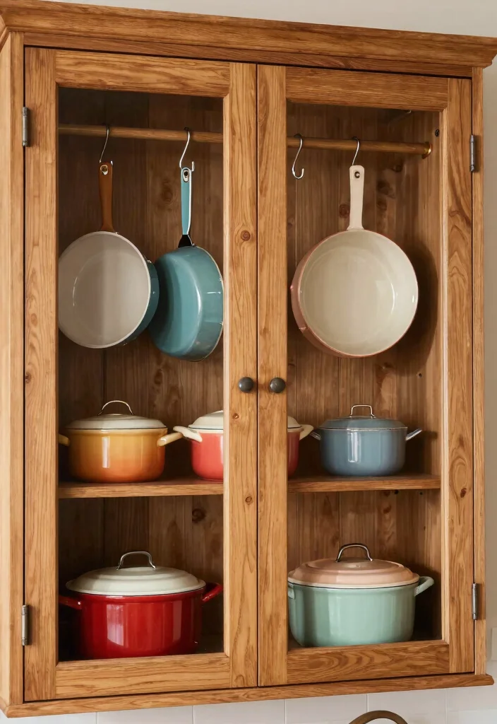 17 Deep Kitchen Cabinet Organization Ideas That Maximize Storage - 11. Use Vertical Space with Pots Hangers 1