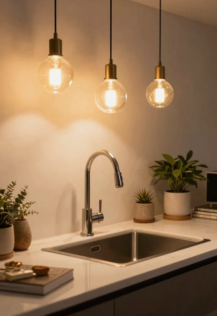 17 Drop In Sink Kitchen Ideas With Easy Installation - 14. Bright Lighting: Setting the Mood 1