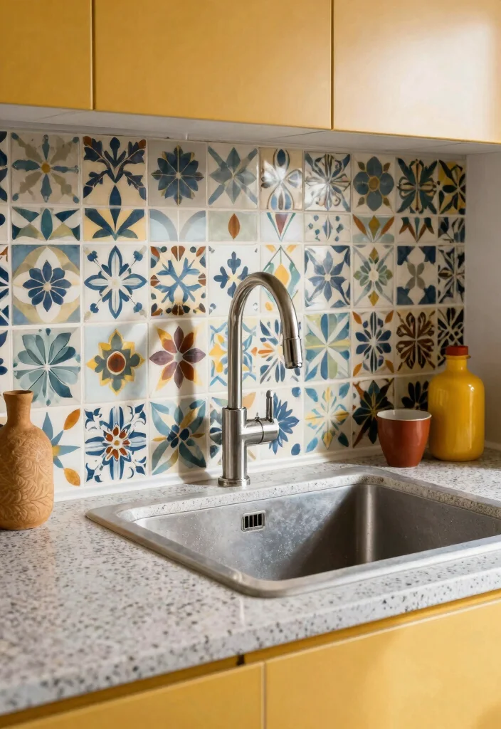 17 Drop In Sink Kitchen Ideas With Easy Installation - 15. Textures and Patterns: Playful Elements 1