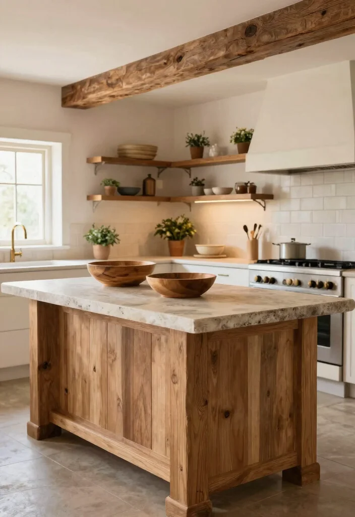 17 Kitchen Island With Legs Ideas With Furniture Style Charm - 11. Rustic Charm with Stone Top 1