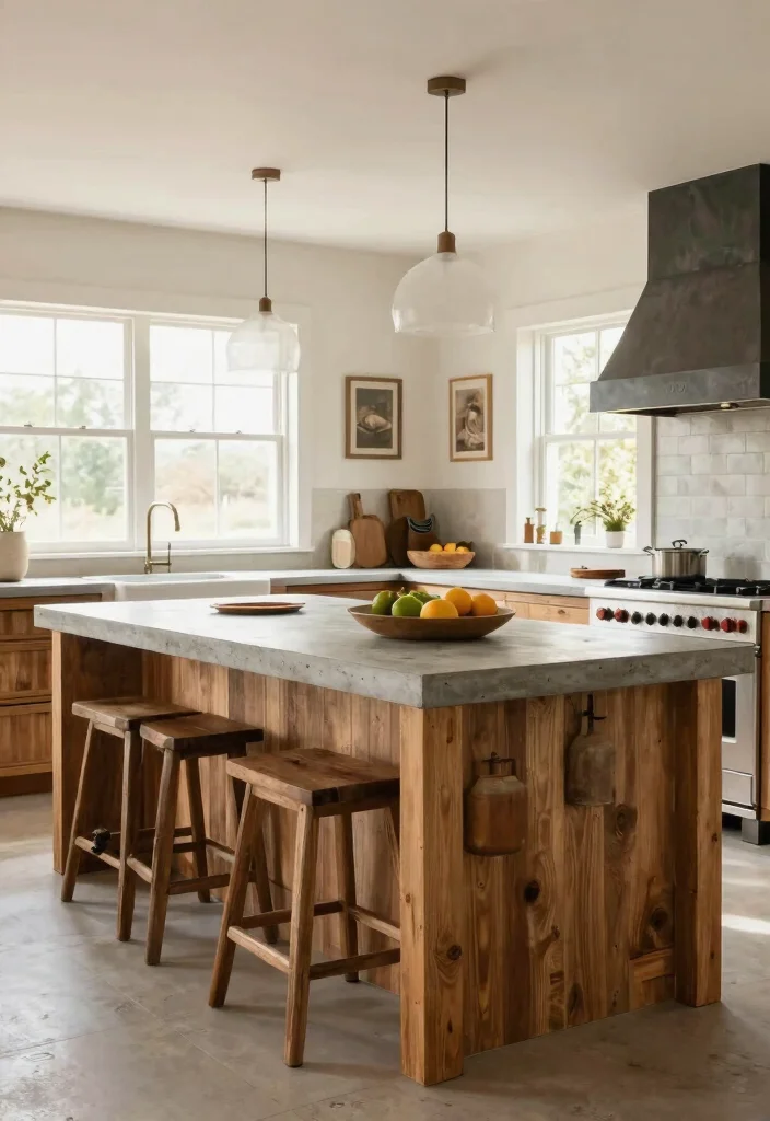 17 Kitchen Island With Legs Ideas With Furniture Style Charm - 13. Farmhouse Inspired Mixing Materials 1