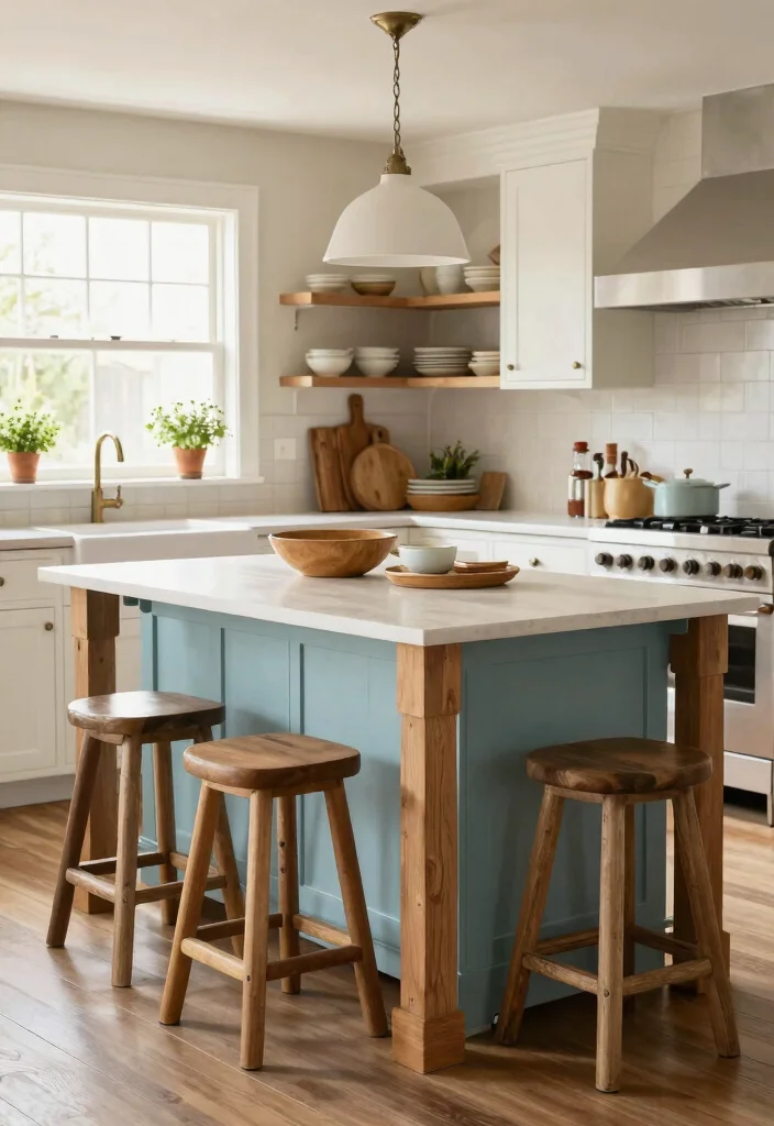17 Kitchen Island With Legs Ideas With Furniture Style Charm - 2. Painted Farmhouse Flair 1