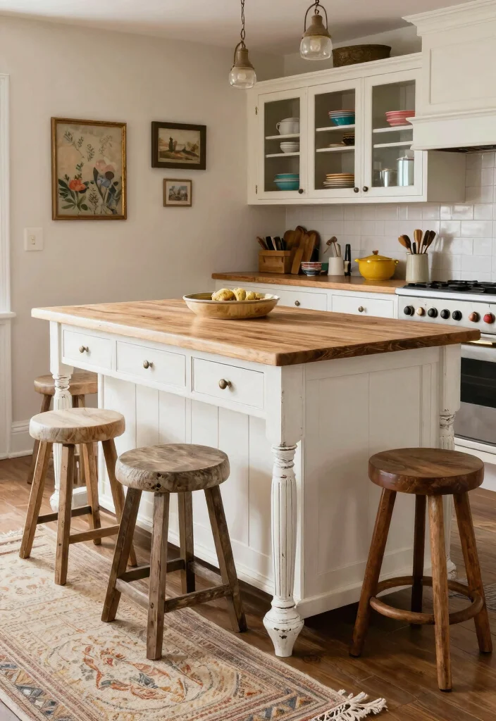 17 Kitchen Island With Legs Ideas With Furniture Style Charm - 4. Vintage Farmhouse Charm 1