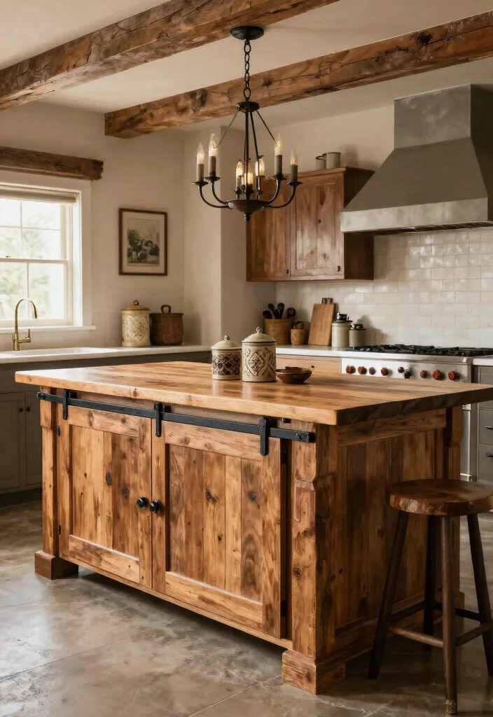 17 Kitchen Island With Legs Ideas With Furniture Style Charm - 5. Rustic Barn Door Style 1